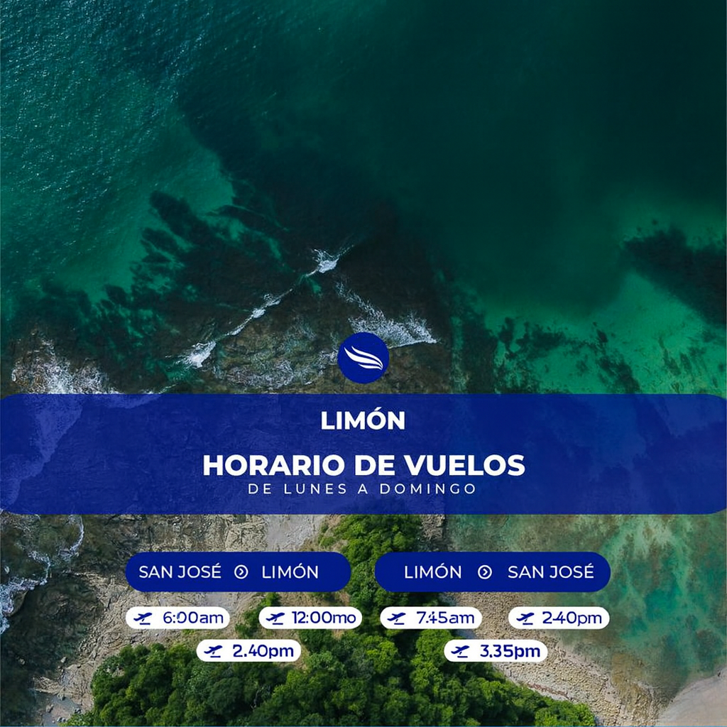 Sansa flies 3 times daily between San Jose and Limón